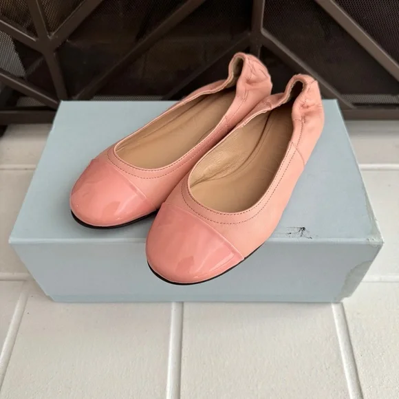 LANVIN Ballerina Flats Patent Cap Toe Rose Bubblegum Pink Size 35 - Picture 6 of 6